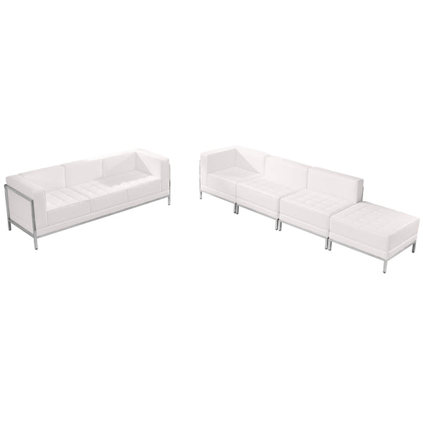 SINGLEWAVE Imagination Series Melrose White LeatherSoft Sofa & Lounge Chair Set, 5 Pieces