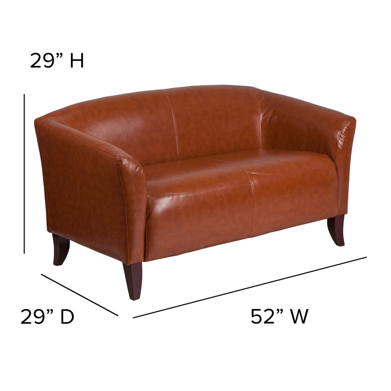 SINGLEWAVE Imperial Series Cognac LeatherSoft Loveseat