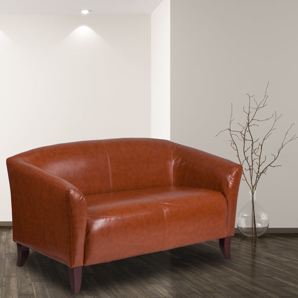 SINGLEWAVE Imperial Series Cognac LeatherSoft Loveseat