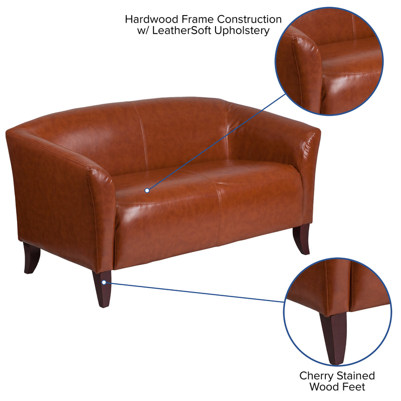 SINGLEWAVE Imperial Series Cognac LeatherSoft Loveseat