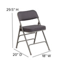 2 Pack SINGLEWAVE Series Premium Curved Triple Braced & Double Hinged Gray Fabric Metal Folding Chair