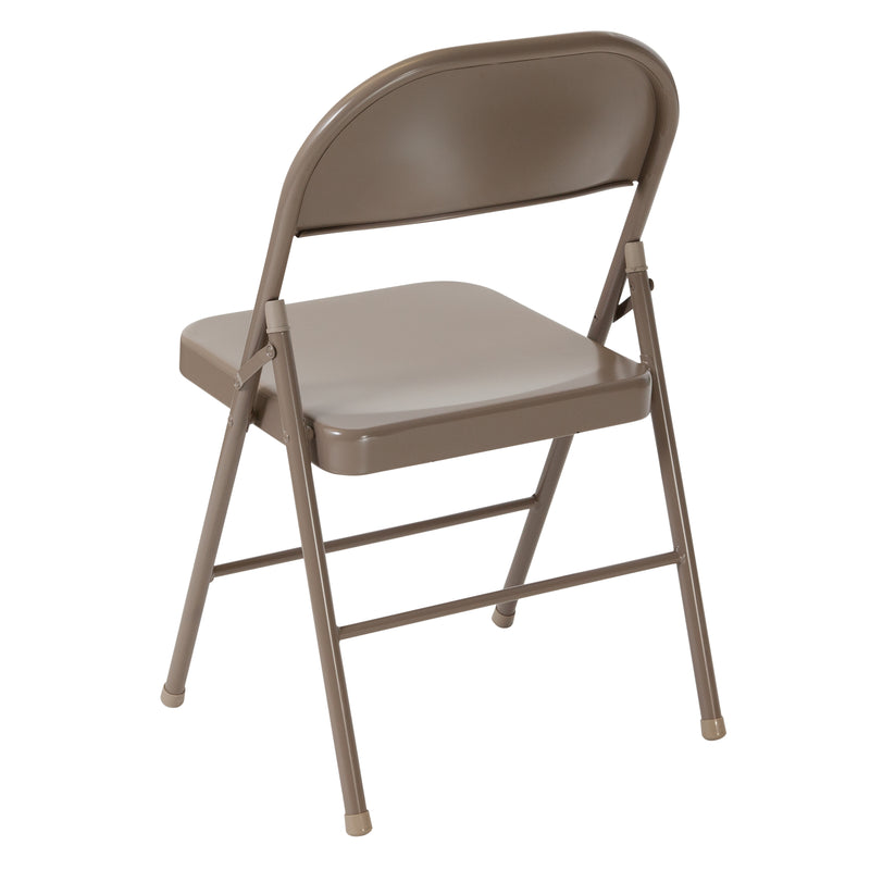 2 Pack SINGLEWAVE Series Double Braced Beige Metal Folding Chair