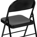 2 Pack SINGLEWAVE Series Double Braced Black Metal Folding Chair