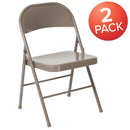 2 Pack SINGLEWAVE Series Double Braced Gray Metal Folding Chair