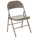 2 Pack SINGLEWAVE Series Double Braced Gray Metal Folding Chair
