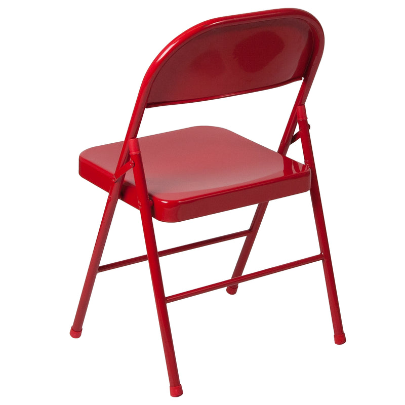 2 Pack SINGLEWAVE Series Double Braced Red Metal Folding Chair