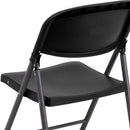 2 Pack SINGLEWAVE Series 330 lb. Capacity Black Plastic Folding Chair with Charcoal Frame