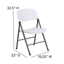 2 Pack SINGLEWAVE Series 330 lb. Capacity Granite White Plastic Folding Chair with Charcoal Frame