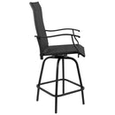 Patio Bar Height Stools Set of 2, All-Weather Textilene Swivel Patio Stools and Deck Chairs with High Back & Armrests in Black