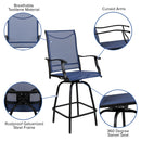 Patio Bar Height Stools Set of 2, All-Weather Textilene Swivel Patio Stools and Deck Chairs with High Back & Armrests in Navy
