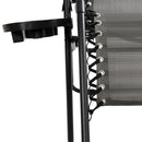 Adjustable Folding Mesh Zero Gravity Reclining Lounge Chair with Pillow and Cup Holder Tray in Gray, Set of 2