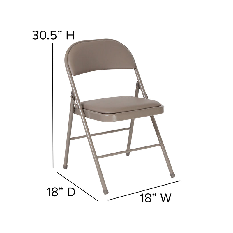 2 Pack SINGLEWAVE Series Double Braced Gray Vinyl Folding Chair