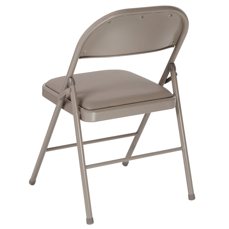 2 Pack SINGLEWAVE Series Double Braced Gray Vinyl Folding Chair