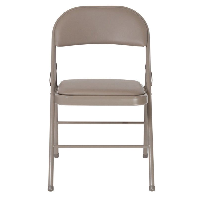 2 Pack SINGLEWAVE Series Double Braced Gray Vinyl Folding Chair