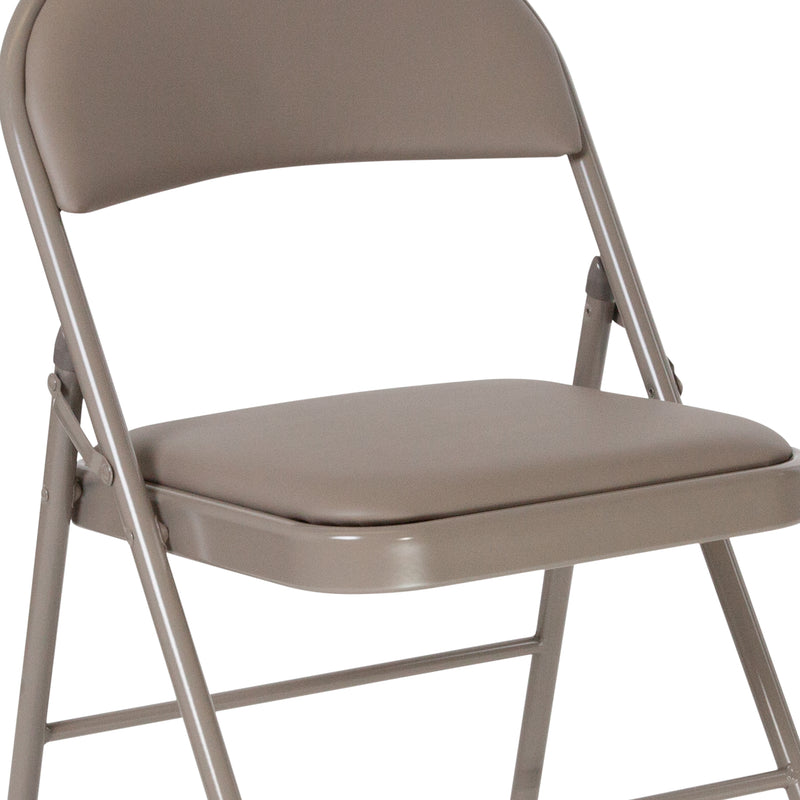 2 Pack SINGLEWAVE Series Double Braced Gray Vinyl Folding Chair