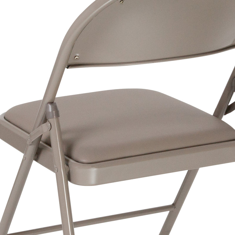 2 Pack SINGLEWAVE Series Double Braced Gray Vinyl Folding Chair