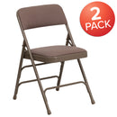 2 Pack SINGLEWAVE Series Curved Triple Braced & Double Hinged Beige Fabric Metal Folding Chair