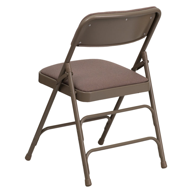 2 Pack SINGLEWAVE Series Curved Triple Braced & Double Hinged Beige Fabric Metal Folding Chair