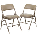 2 Pack SINGLEWAVE Series Curved Triple Braced & Double Hinged Beige Vinyl Metal Folding Chair