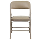 2 Pack SINGLEWAVE Series Curved Triple Braced & Double Hinged Beige Vinyl Metal Folding Chair