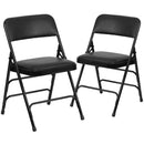 SINGLEWAVE Series Metal Folding Chairs with Padded Seats | Set of 2 Black Metal Folding Chairs
