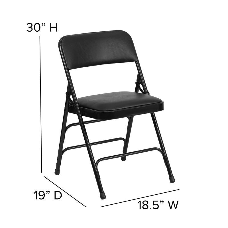 SINGLEWAVE Series Metal Folding Chairs with Padded Seats | Set of 2 Black Metal Folding Chairs