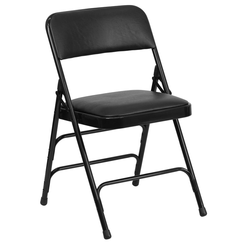 SINGLEWAVE Series Metal Folding Chairs with Padded Seats | Set of 2 Black Metal Folding Chairs