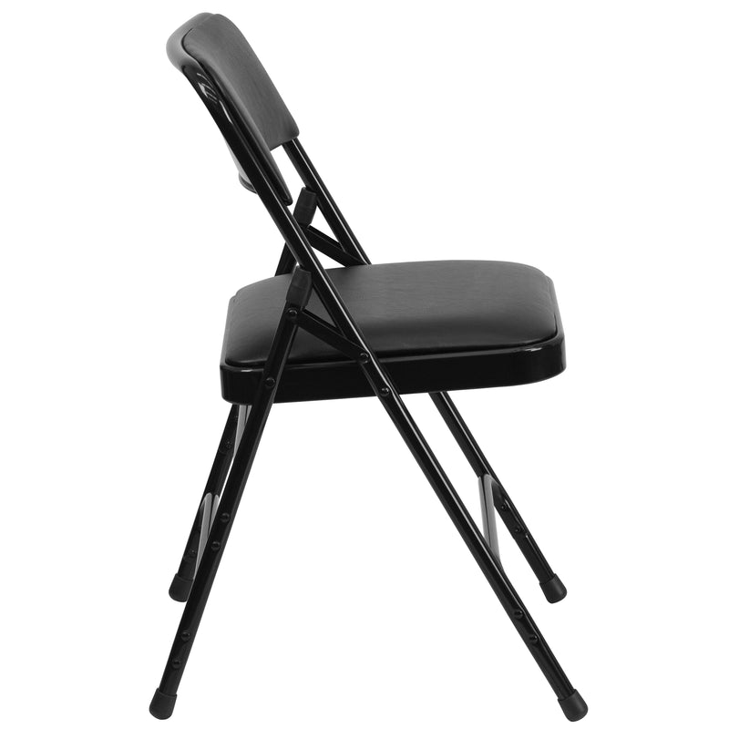 SINGLEWAVE Series Metal Folding Chairs with Padded Seats | Set of 2 Black Metal Folding Chairs