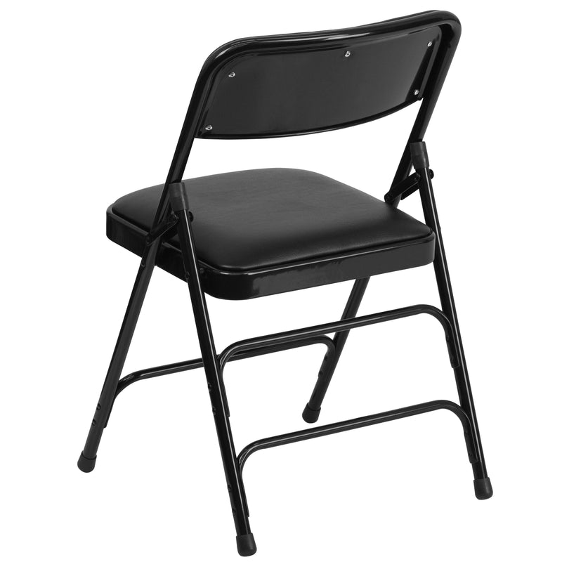 SINGLEWAVE Series Metal Folding Chairs with Padded Seats | Set of 2 Black Metal Folding Chairs