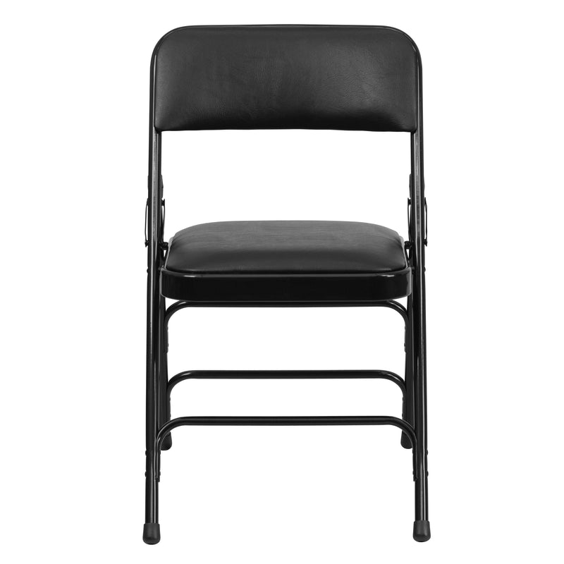 SINGLEWAVE Series Metal Folding Chairs with Padded Seats | Set of 2 Black Metal Folding Chairs