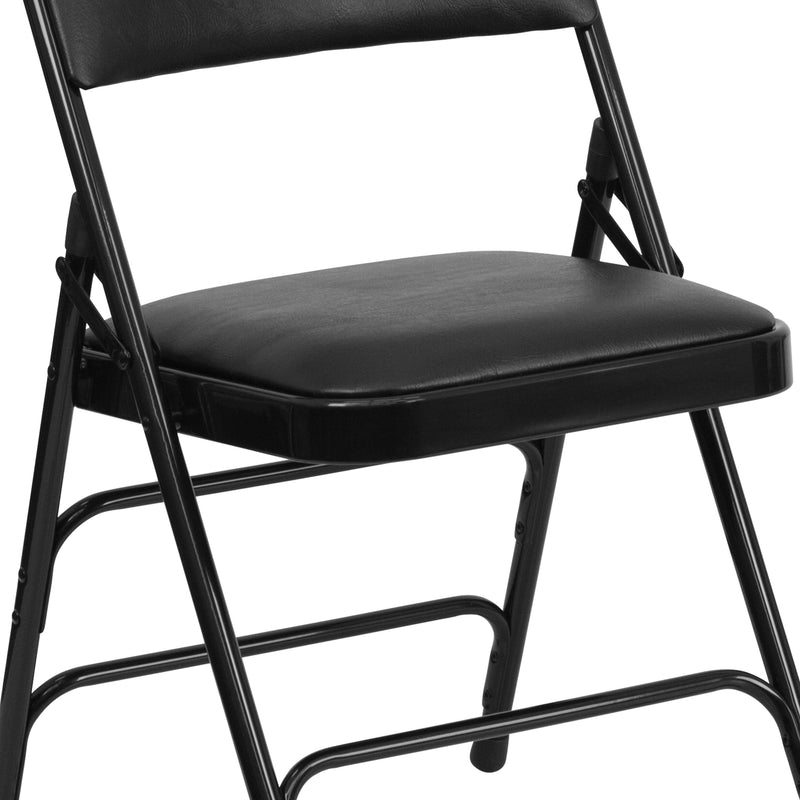 SINGLEWAVE Series Metal Folding Chairs with Padded Seats | Set of 2 Black Metal Folding Chairs