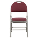 2 Pack SINGLEWAVE Series Ultra-Premium Triple Braced Burgundy Fabric Metal Folding Chair with Easy-Carry Handle