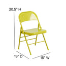 2 Pack SINGLEWAVE COLORBURST Series Twisted Citron Triple Braced & Double Hinged Metal Folding Chair