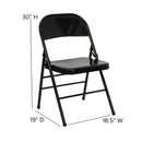 2 Pack SINGLEWAVE Series Triple Braced & Double Hinged Black Metal Folding Chair