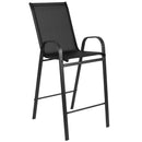 2 Pack Brazos Series Black Outdoor Barstool with Flex Comfort Material and Metal Frame