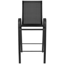 2 Pack Brazos Series Black Outdoor Barstool with Flex Comfort Material and Metal Frame