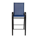 2 Pack Brazos Series Navy Stackable Outdoor Barstools with Flex Comfort Material and Metal Frame