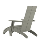 Set of 2 Sawyer Modern All-Weather Poly Resin Wood Adirondack Chairs with Foot Rests in Gray