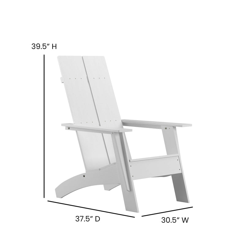 Set of 2 Sawyer Modern All-Weather Poly Resin Wood Adirondack Chairs with Foot Rests in White