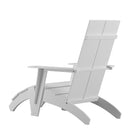 Set of 2 Sawyer Modern All-Weather Poly Resin Wood Adirondack Chairs with Foot Rests in White