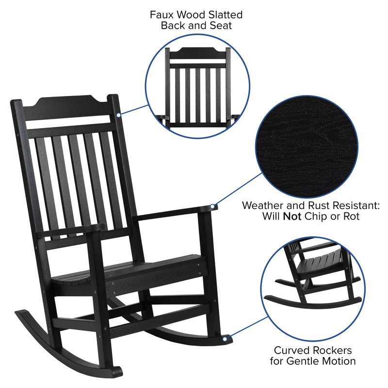 Set of 2 Winston All-Weather Rocking Chair in Black Faux Wood