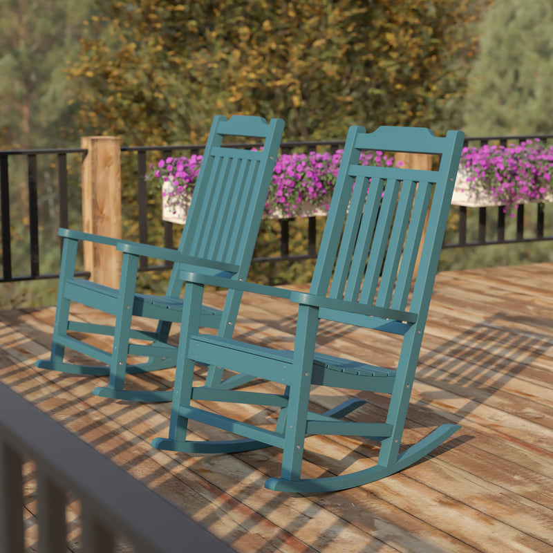 Set of 2 Winston All-Weather Rocking Chair in Teal Faux Wood