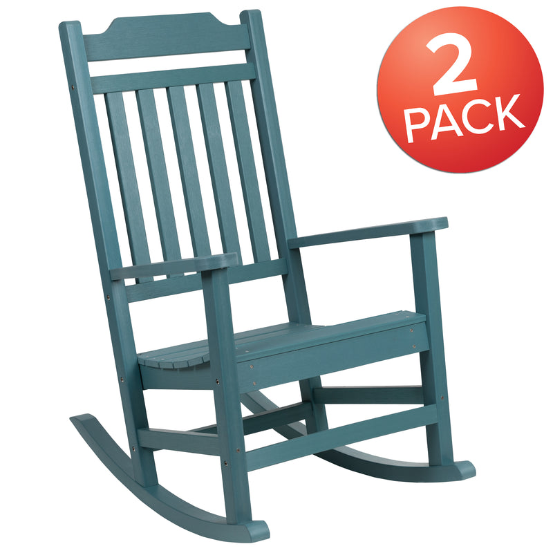 Set of 2 Winston All-Weather Rocking Chair in Teal Faux Wood