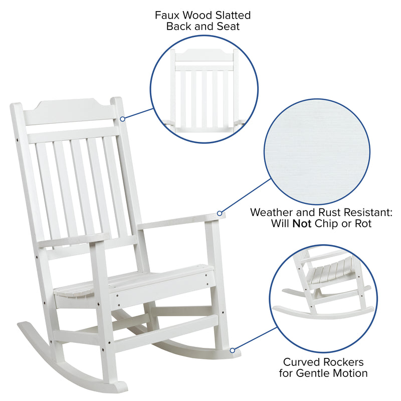 Set of 2 Winston All-Weather Rocking Chair in White Faux Wood