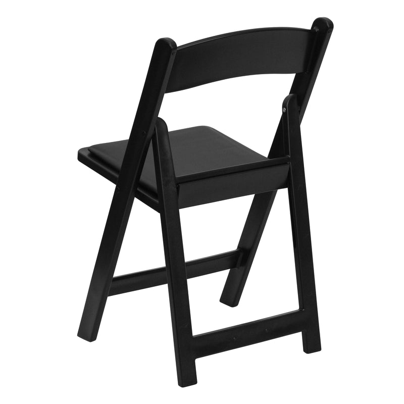 SINGLEWAVE™ Folding Chair - Black Resin - 2 Pack 1000LB Weight Capacity Comfortable Event Chair - Light Weight Folding Chair