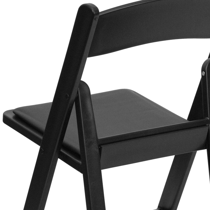 SINGLEWAVE™ Folding Chair - Black Resin - 2 Pack 1000LB Weight Capacity Comfortable Event Chair - Light Weight Folding Chair