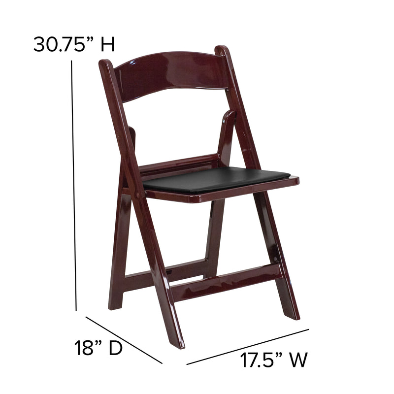 SINGLEWAVE™ Folding Chair - Red Mahogany Resin - 2 Pack 1000LB Weight Capacity Comfortable Event Chair - Light Weight Folding Chair