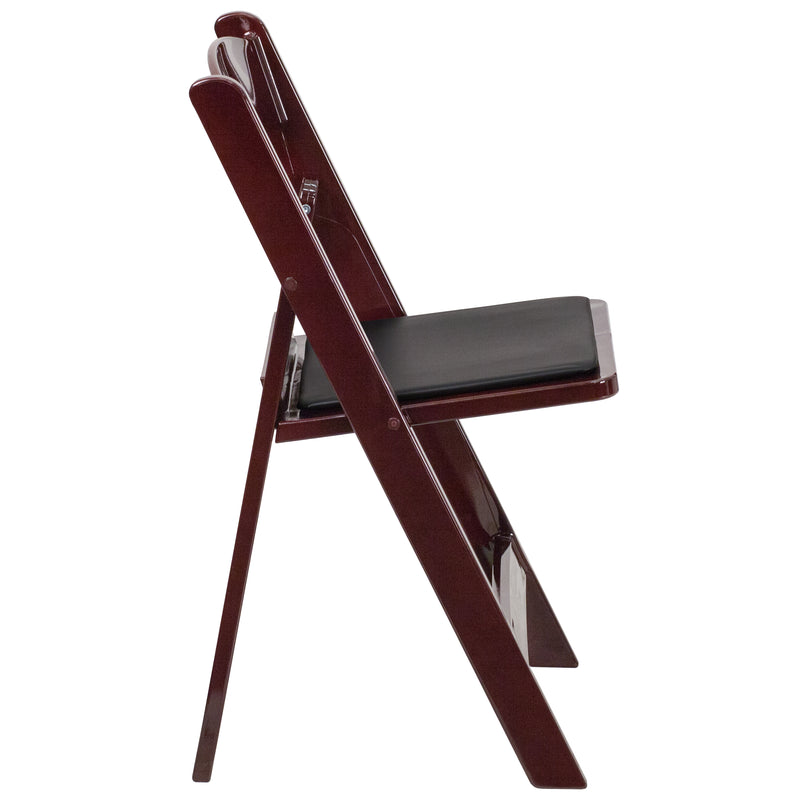 SINGLEWAVE™ Folding Chair - Red Mahogany Resin - 2 Pack 1000LB Weight Capacity Comfortable Event Chair - Light Weight Folding Chair