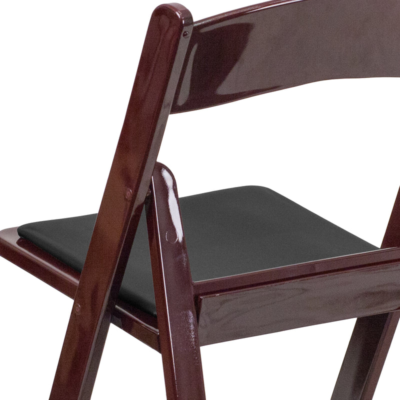 SINGLEWAVE™ Folding Chair - Red Mahogany Resin - 2 Pack 1000LB Weight Capacity Comfortable Event Chair - Light Weight Folding Chair