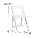 2 Pack SINGLEWAVE Series 1000 lb. Capacity White Resin Folding Chair with Slatted Seat